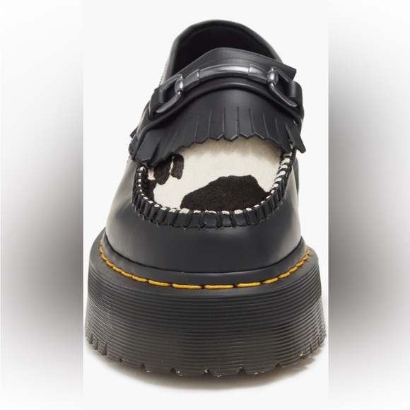 NEW Dr. Martens Adrian Snaffle Quad Platform Loafer Cow Print Unisex Size W9 M8 - Picture 5 of 16